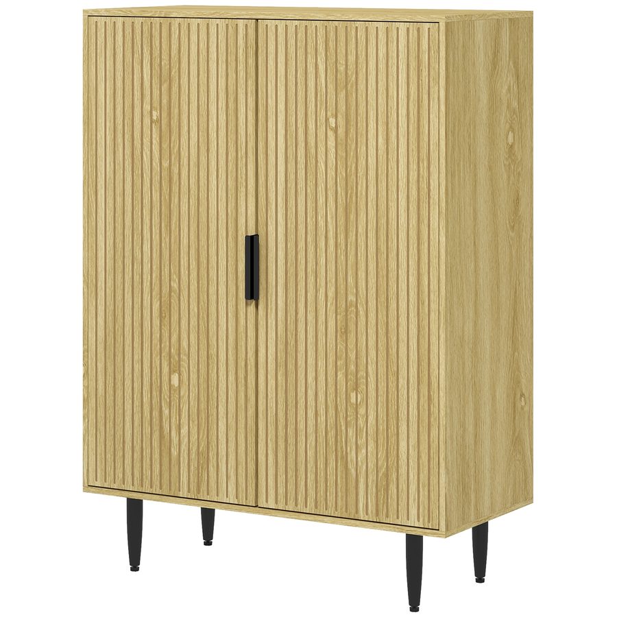 HOMCOM Schuhschrank für 15 Paar Schuhe, Eingangsschrank mit 4 verstellbaren Regalen und Metallbeinen, 80x38x110cm, Eiche   Aosom von HOMCOM