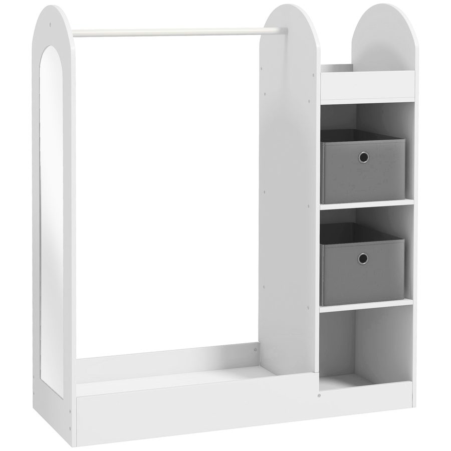 AIYAPLAY Kindergarderobe 3-8 Jahre mit Regalen, 2 Boxen, Kleiderstange und Spiegel, Möbel für Kinderzimmer und Flur, aus Holz, Tragfähigkeit 30 kg, Weiß   Aosom von AIYAPLAY