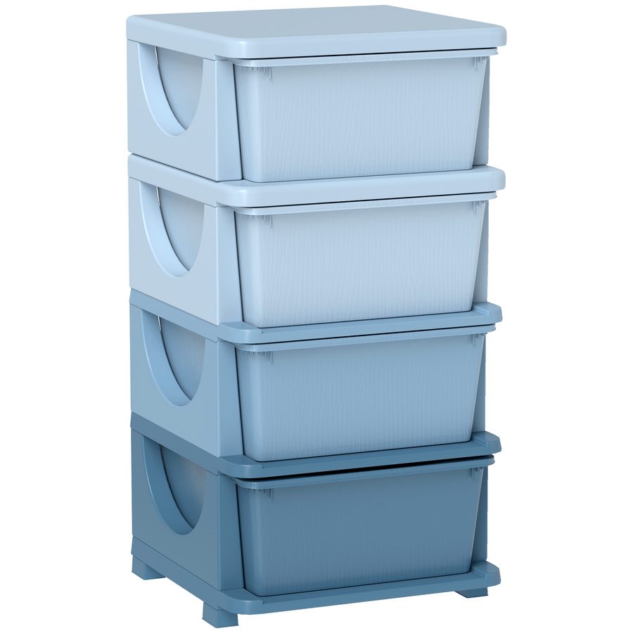 HOMCOM Kommode für Kinderzimmer, 4 Ebenen Spielzeug Organizer, Stauraum für Spielzeug, Blau   Aosom.de von HOMCOM