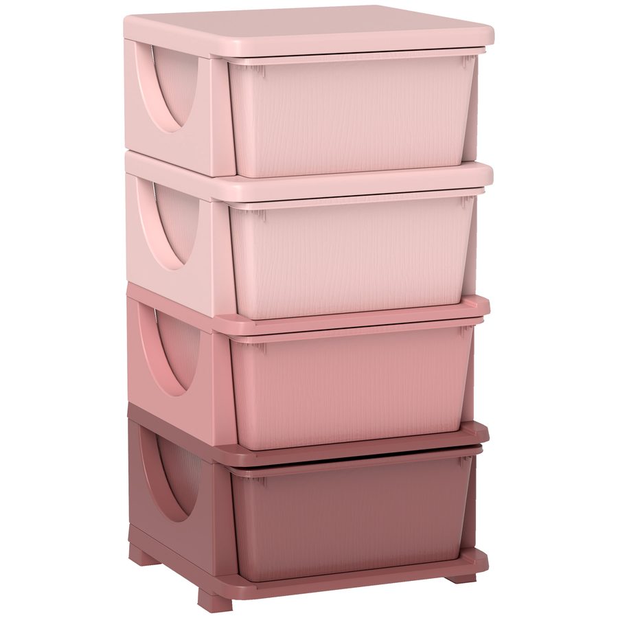 HOMCOM Kommode für Kinderzimmer, 4 Ebenen Spielzeug Organizer, Stauraum für Spielzeug, Rosa   Aosom.de von HOMCOM