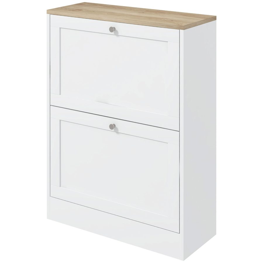 HOMCOM Schuhschrank 12 Paare, schmaler Schuhschrank, modernes Eingangsmöbel mit 2 klappbaren Schubladen und verstellbaren Regalen, für Flur und Eingang, 60 x 24 x 80 cm, weiß   Aosom von HOMCOM