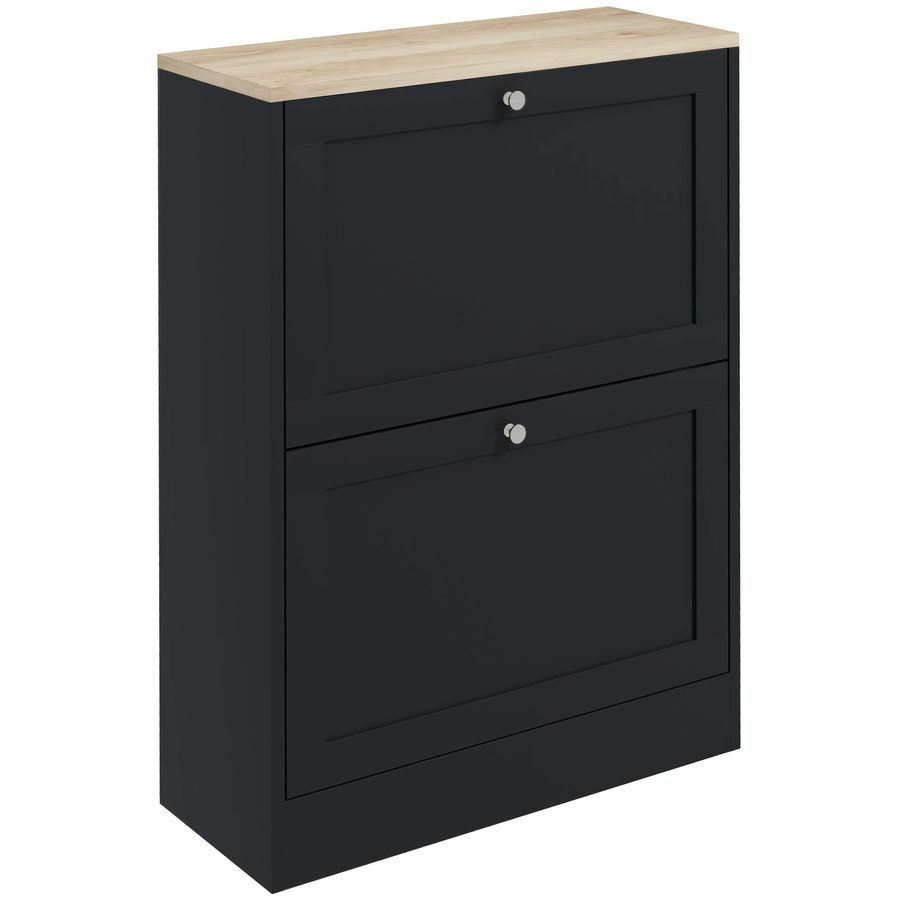 HOMCOM Schuhschrank für 12 Paar, schmaler moderner Schuhschrank mit 2 Klappfächern und verstellbaren Einlegeböden, für Flur und Eingang, 60 x 23,5 x 80 cm, Schwarz   Aosom von HOMCOM