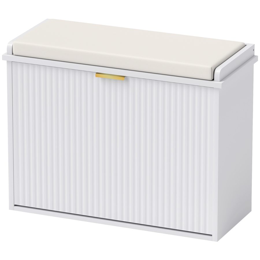 HOMCOM Schuhschrank Schuhbank mit gepolsterter Sitzkissen und klappbarem Schuhfach, Eingangsbank für Flur, Schlafzimmer, Belastbarkeit 120 KG, 62 x 26 x 47,5 cm, weiß   Aosom von HOMCOM