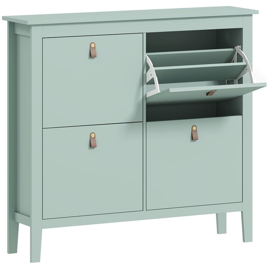 HOMCOM Schuhschrank für 20 Paar, schmaler Schuhschrank mit 4 klappbaren Schubladen, verstellbare und abnehmbare Einlegeböden, moderner Stil, für Flur und Eingangsbereich, 105 x 24 x 95,5 cm, grün   Aosom von HOMCOM