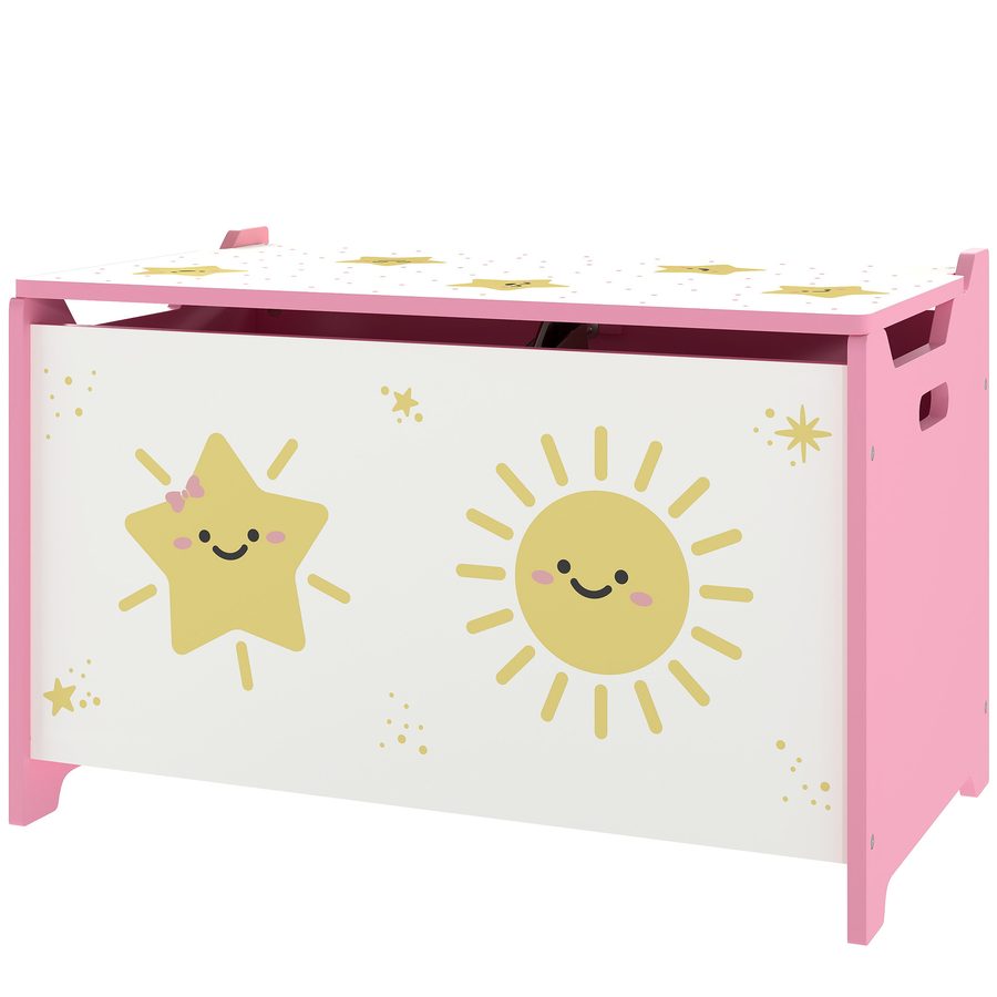AIYAPLAY Spielzeugkiste, 53L, Kinderspielzeugtruhe, Spielzeugorganisator mit klappbarem Deckel und Gasdruckfeder für Jungen, Mädchen, Bücher, Kleidung im Kindergarten, Spielzimmer, Schlafzimmer, Rosa   Aosom von AIYAPLAY