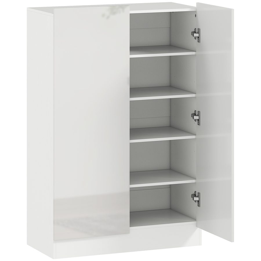 HOMCOM Schuhschrank, Schuhregal mit Verstellbaren Ablagen, Belüftungslöchern, Schuhaufbewahrung Schuhkommode mit Soft-Close-Funktion für 20 Paar Schuhe 72x34,5x103cm, Hochglanzweiß   Aosom von HOMCOM