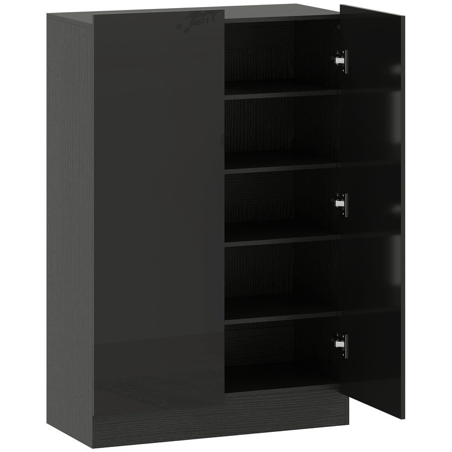 HOMCOM Schuhschrank mit 2 Türen und sanftem Schließmechanismus, Eingangsschuhregal mit verstellbaren Regalen, Belüftungslöchern, für 20 Paare Schuhe, 72x34,5x103 cm, Glanzschwarz   Aosom von HOMCOM