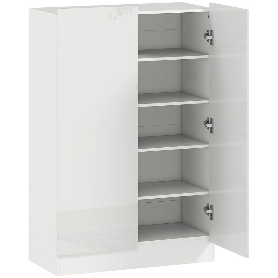 HOMCOM Schuhschrank mit 2 Türen und leisem Verschluss, Schuhschrank für den Eingangsbereich mit verstellbaren Regalen, Belüftungslöchern, für 20 Paare Schuhe, 72x34,5x103 cm, Glanzweiß   Aosom von HOMCOM