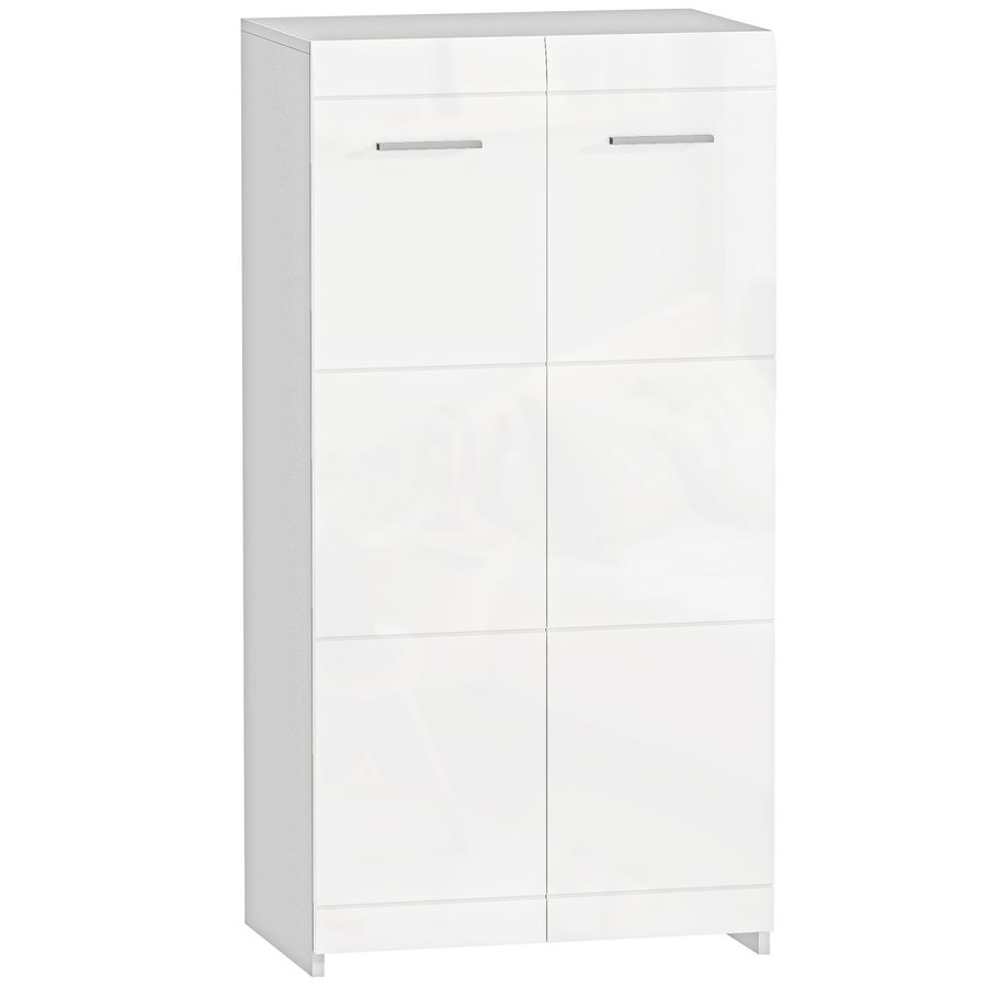 HOMCOM Schuhschrank, Schuhaufbewahrung mit 2 Türen, 5 Ebenen, Flurschrank mit Verstellbaren Ablagen Schuhkommode für 10 Paar Flur, Eingangsbereich 55 x 36 x 108cm, Hochglanz Weiß   Aosom von HOMCOM