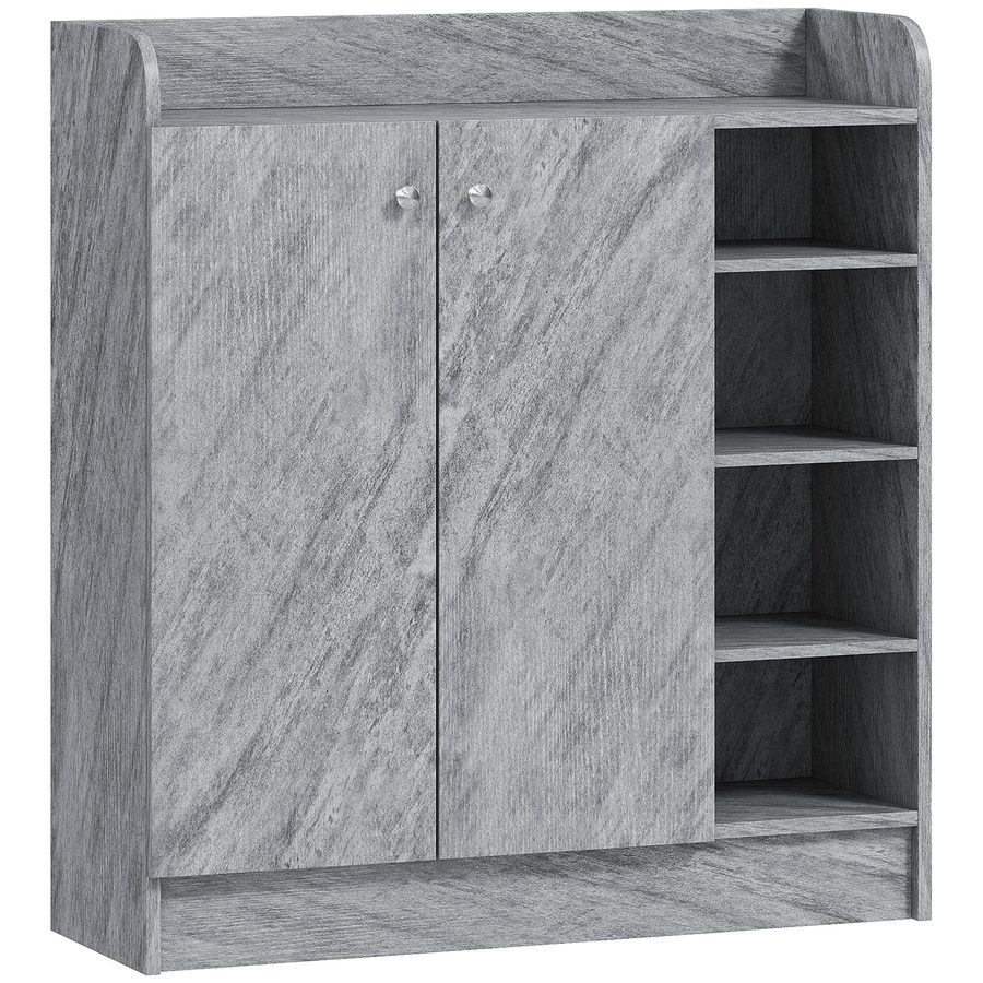 HOMCOM Schuhschrank Schuhregal mit 4 Fächern Schuhablage Schuhkommode für 12 Paar Schuhe 83 x 30 x 90 cm,  Grau   Aosom von HOMCOM