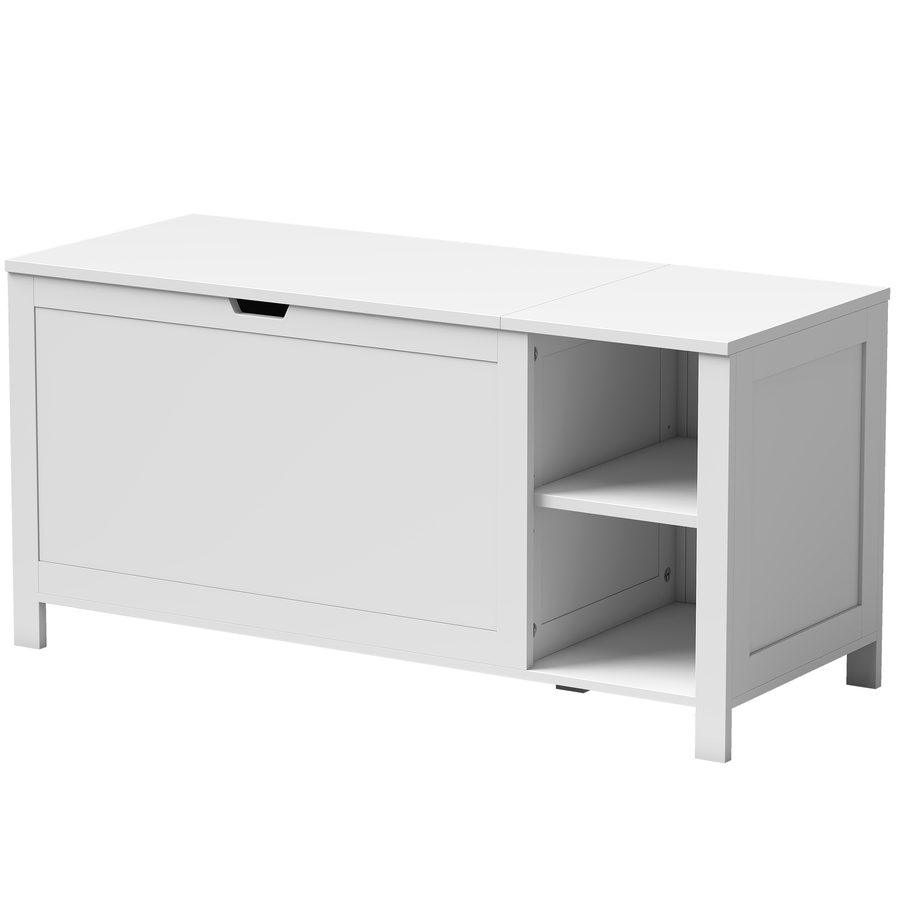 HOMCOM Schuhbank mit Klappfach, Schuhaufbewahrung mit verstellbarem Einlegeboden und belüfteter Rückwand, moderne Flurbank für Flur und Wohnzimmer, 100 x 40 x 48,5 cm, Weiß   Aosom von HOMCOM