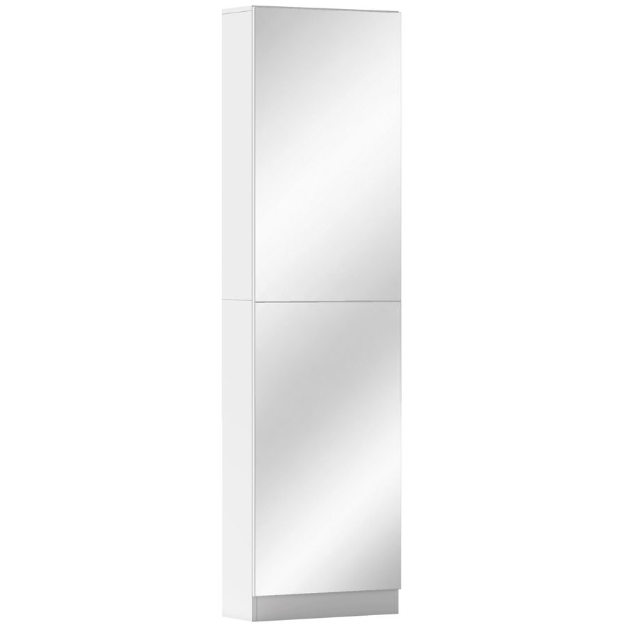HOMCOM Schuhschrank Schmale Schuhkommode mit Ganzkörperspiegel, 2 umkehrbaren Türen, Ablagen aus Vliesstoff, für 12 Paar, Schuhregal mit Soft-Close-Funktion für Eingang, Flur, 50 x 20 x 180 cm, Weiß   Aosom von HOMCOM