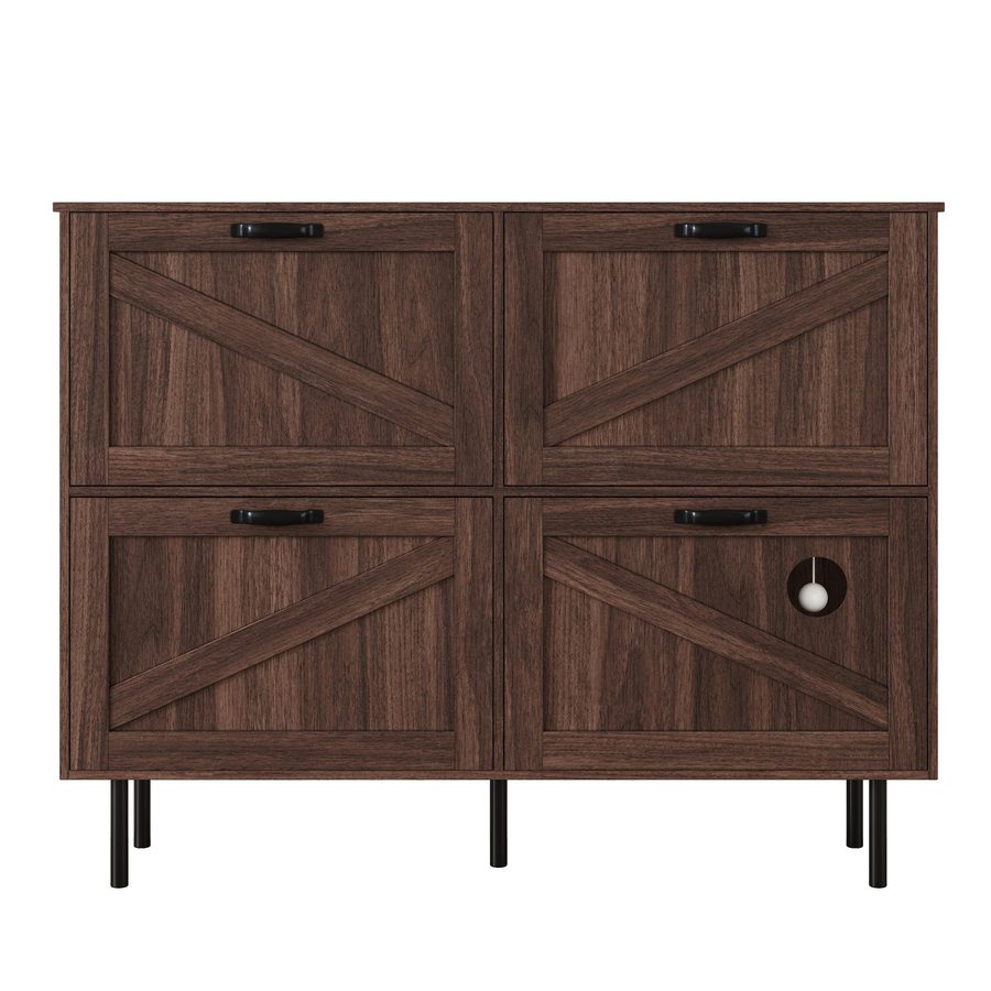 Schuhschrank mit 3 Klappen, mit Ablage für Tierspielzeug, 120x28x92 cm, Braun von GL Store