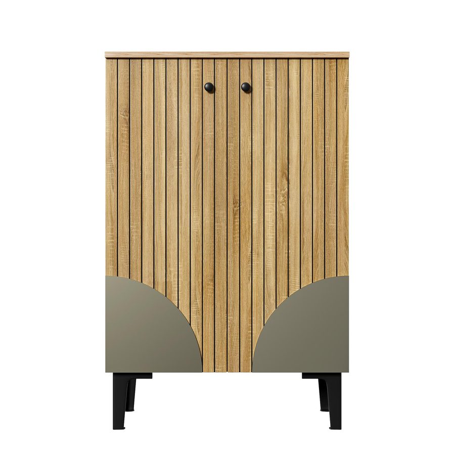 Moderner Schuhschrank mit viel Stauraum, Türen und mehreren Regalfächern, 60x32x94 cm, Naturfarbe von GL Store