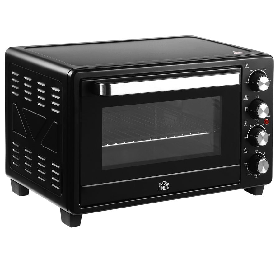 HOMCOM Mini Backofen 32L mit 3 Kochmodi 100°C-230°C, Edelstahl Schwarz, inkl. Grillrost & Backblech, ideal als Pizzaofen mit Timer   Aosom.de von HOMCOM