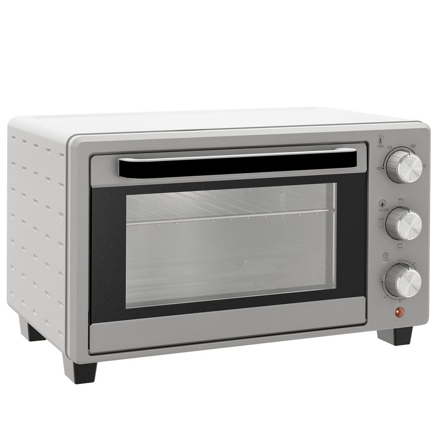 HOMCOM kleine Backofen 21L, 100°C-230°C, 1 Std. Timer, mit 3 Kochmodi, Drahtgestell, Backblech, Edelstahl, 46L x 38,5B x 29H cm, Silber  Aosom von HOMCOM