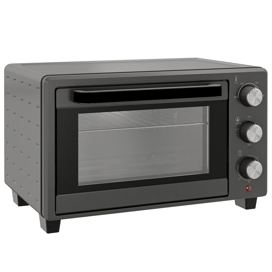 HOMCOM Minibackofen 21L 1400W 60 Min. Timer, Kleinbackofen mit 100 °C-230 °C einstellbar Temperatur Garzeit, Mini Ofen mit Backblech, Drahtgestell, Tischofen aus Edelstahl, Grau   Aosom von HOMCOM