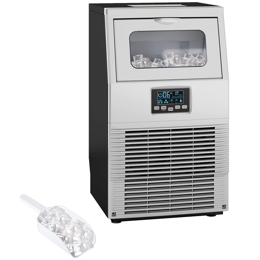 HOMCOM Kommerzielle Eiswürfelmaschine 30kg/24H Eismaschine mit digitaler Steuerung, Eisportionierer, selbstreinigend Ice Maker Machine aus Edelstahl für Büro, Restaurant, Bar, Café   Aosom von HOMCOM