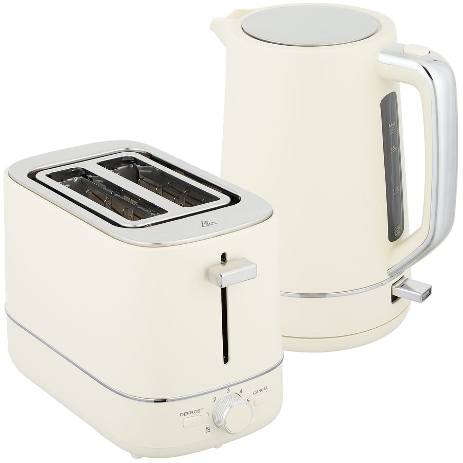 HOMCOM Wasserkocher Toaster Set 2200 W 1,7L Wasserkocher, 2 Scheiben Toaster, 6 Bräunungsstufen, Aufwärmen und Auftauen, Frühstück-Set mit UK Otter Thermostat, Kalkfilter & Krümelfach Beige   Aosom von HOMCOM
