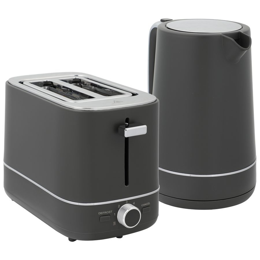 HOMCOM Wasserkocher Toaster Set 2200 W 1,7L Wasserkocher, 2 Scheiben Toaster, 6 Bräunungsstufen, Aufwärmen und Auftauen, Frühstück-Set mit Kalkfilter & Krümelfach, UK Otter Thermostat Grau   Aosom von HOMCOM