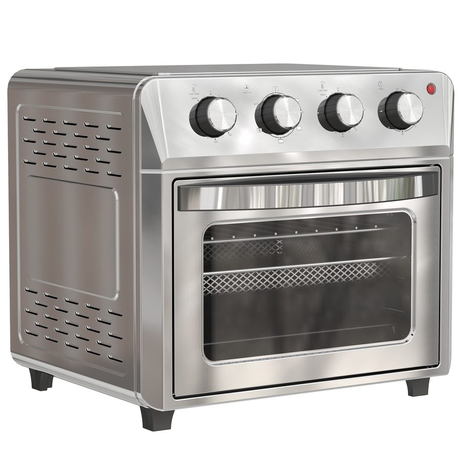 HOMCOM Mini Backofen mit Umluft, 24 L 1600W 90-230℃ Heißluftofen mit 60 Min. Heißluftfritteuse, 6 Heizmodi, Timer, Zubehör, 24L, Silber   Aosom von HOMCOM