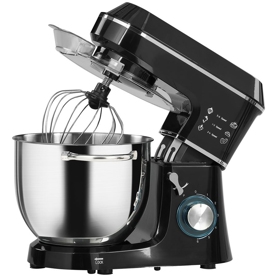 HOMCOM Küchenmaschine Knetmaschine mit 7L Edelstahlschüssel 1400W Teigmaschine mit 6+P Geschwindigkeit Küchenmixer mit Kippkopf, Knethaken, Schneebesen, Rührbesen, Teigschaber und Eiertrenner   Aosom von HOMCOM