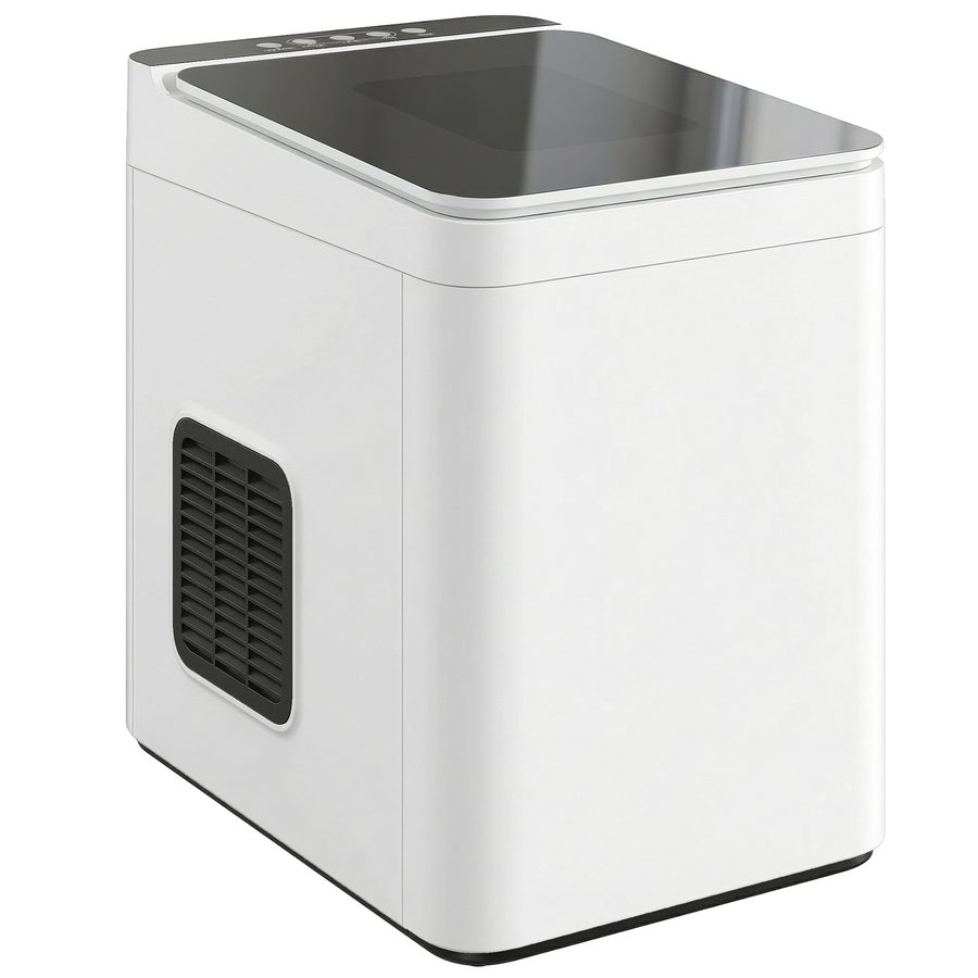 HOMCOM Eiswürfelmaschine Klein, 12 kg 24 Std., 9 Eiswürfel in 7-10 Minuten, 2 Größen von Bullet-Eiswürfeln, Ice Maker Selbstreinigend Eiswürfelbereiter mit Eisschaufel und Korb, für Küche, Büro, Party   Aosom von HOMCOM