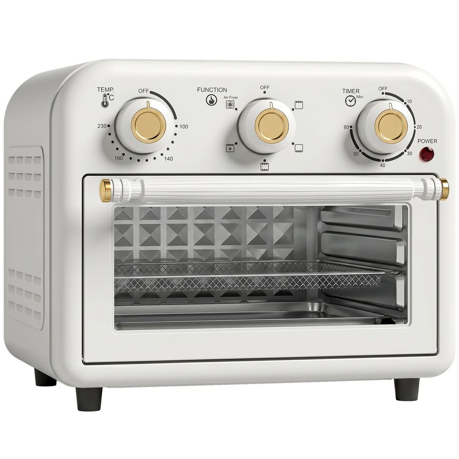 HOMCOM Heißluftfritteuse 12 Liter Mini Backofen mit Umluft, 5 Programmen, Backblech und Frittierkorb, 1200 W Airfryer aus Stahl mit Timer, Spülmaschinenfest   Aosom von HOMCOM