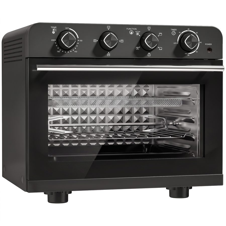 HOMCOM Heißluftfritteuse 36 Liter Mini Backofen mit Umluft, Backblech, Rost, Temperaturregler und Frittierkorb, 1800 W Airfryer aus Stahl mit Timer, Spülmaschinenfest   Aosom von HOMCOM