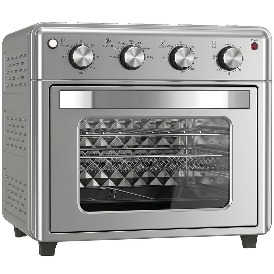 HOMCOM Multifunktionaler elektrischer Tischofen Mini-Backofen Toaster 30 L 1600 W Heißluftfritteuse mit 7 Heizmodi Timer und einstellbarer Temperatur 43x39x39 cm Silber   Aosom von HOMCOM