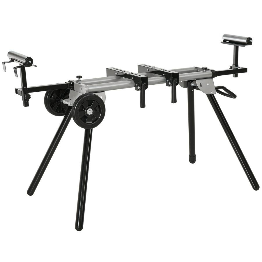 DURHAND Untergestell für Kappsägen  Arbeitstisch, Schwarz+Silber, Seitenverlängerung 123,5-245 cm  Aosom