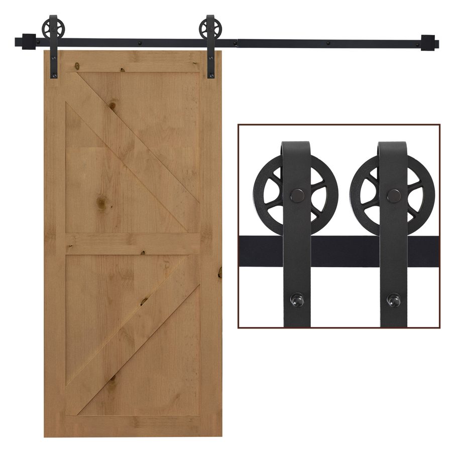 HOMCOM Schiebetüren-Beschlagsatz 200 cm Komplett-Set mit Schienen, Rollen, Schienenstopper, Bodenblock, Set Türschrauben, Schiebetürsystem aus Kohlenstoffstahl Schwarz   Aosom von HOMCOM