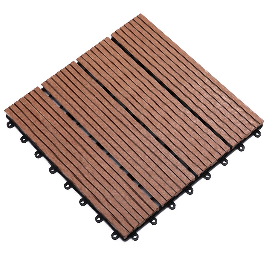 Outsunny Set mit 11 Garten- und Poolfliesen, 30 x 30 x 2,2 cm, rutschfeste und wetterfeste Steckfliesen für Garten, Balkon, Pool, aus HDPE, hellbraun   Aosom von Outsunny