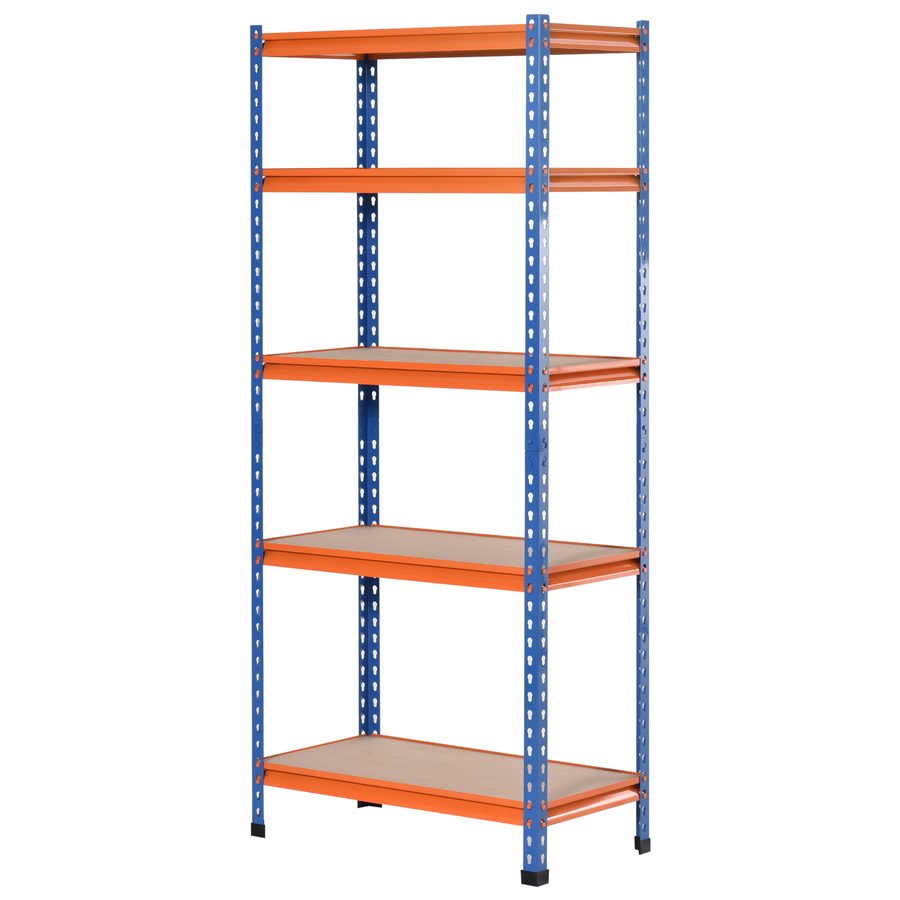 HOMCOM Schwerlastregal aus Metall mit 5 Ebenen, Garagenregal, Lagerregal, Tragkraft 1500 kg, 80 x 40 x 182 cm, Blau Orange   Aosom von HOMCOM
