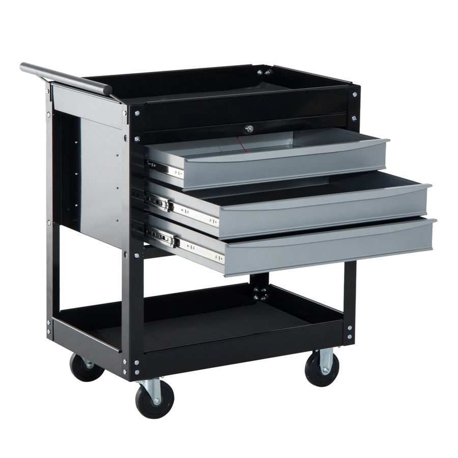 HOMCOM Professioneller Werkstattwagen Werkzeugwagen aus Stahlblech, Schwarz, 68 x 46 x 88 cm   Aosom von HOMCOM