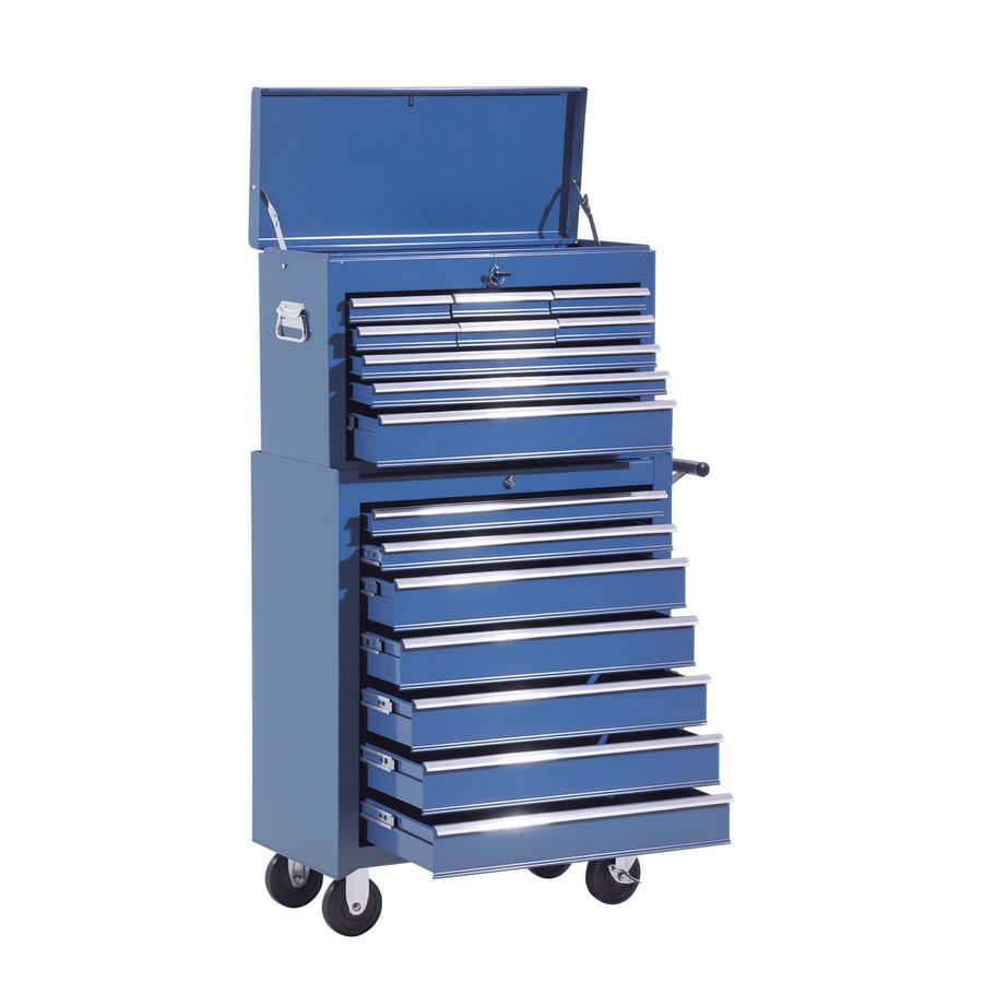 HOMCOM Werkzeug Wagen, Rollwagen Werkstatt, 4 Schubladen, stabil, ideal für Garage & Werkstatt, Blau   Aosom.de von HOMCOM