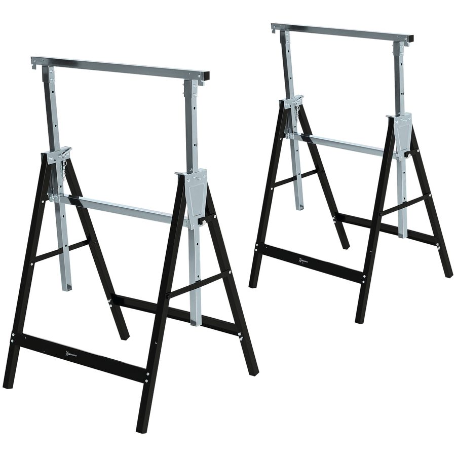 DURHAND Sägebock Höhenverstellbar Faltbar Metall Schwarz 68x56x80-130cm bis 200kg Belastbarkeit für Holzarbeiten   Aosom.de