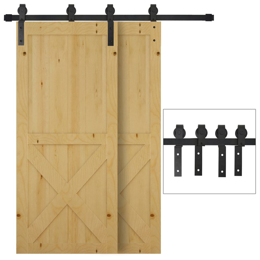 HOMCOM Schiebetürsystem für Holzschiebetür, Laufschiene mit 9 Zubehörteilen, Kohlenstoffstahl, Schwarz  Aosom von HOMCOM