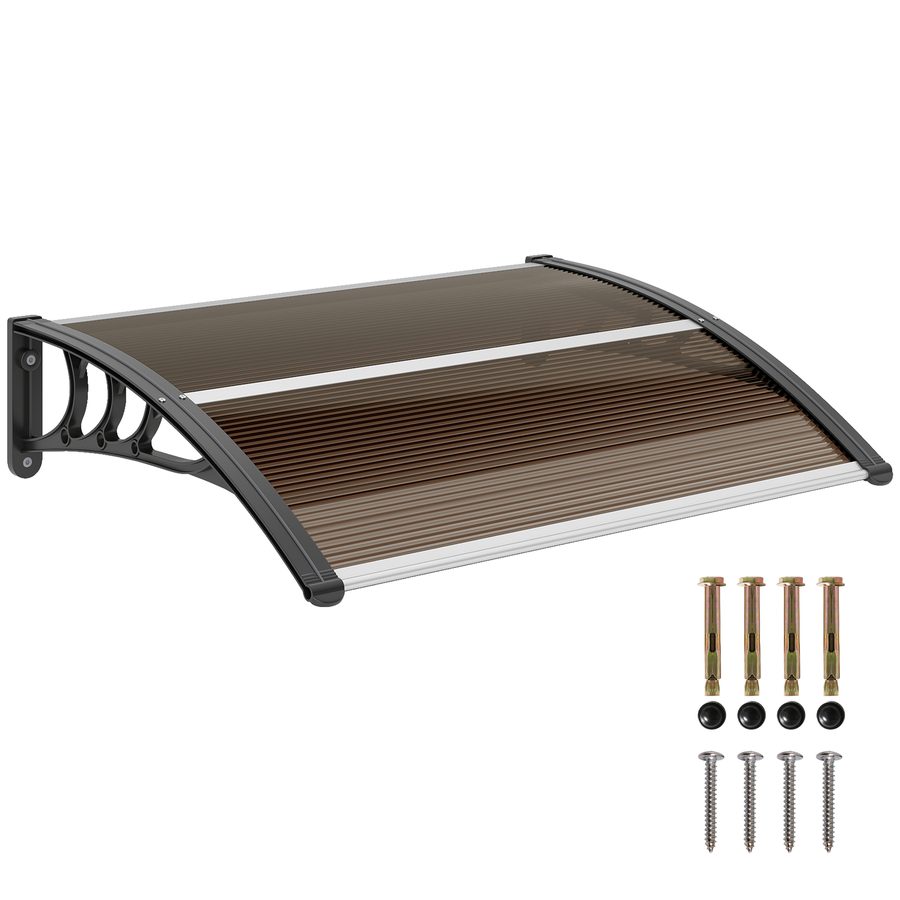 Outsunny Vordach Haustür  Überdachung Pultvordach aus Polycarbonat, Wetterfest, Braun, 75x100cm  Aosom von Outsunny