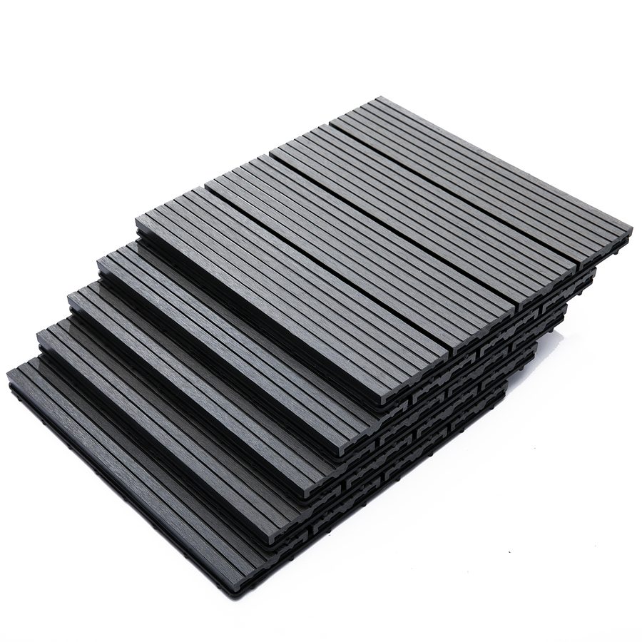 Outsunny Set 11 Rutschfeste Steckfliesen für den Außenbereich, Recycelte HDPE-Außenfliesen, 30x30x2,2 cm, Grau   Aosom von Outsunny