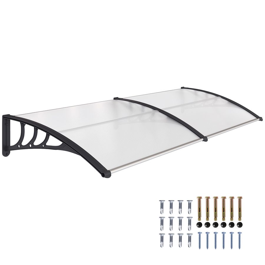 Outsunny Pultvordach Vordach für Haustür 75x195x23 cm Überdachung aus 5mm Polycarbonat, Sonnenschutz & Regenschutz für draußen, Aluminium transparent   Aosom.de von Outsunny