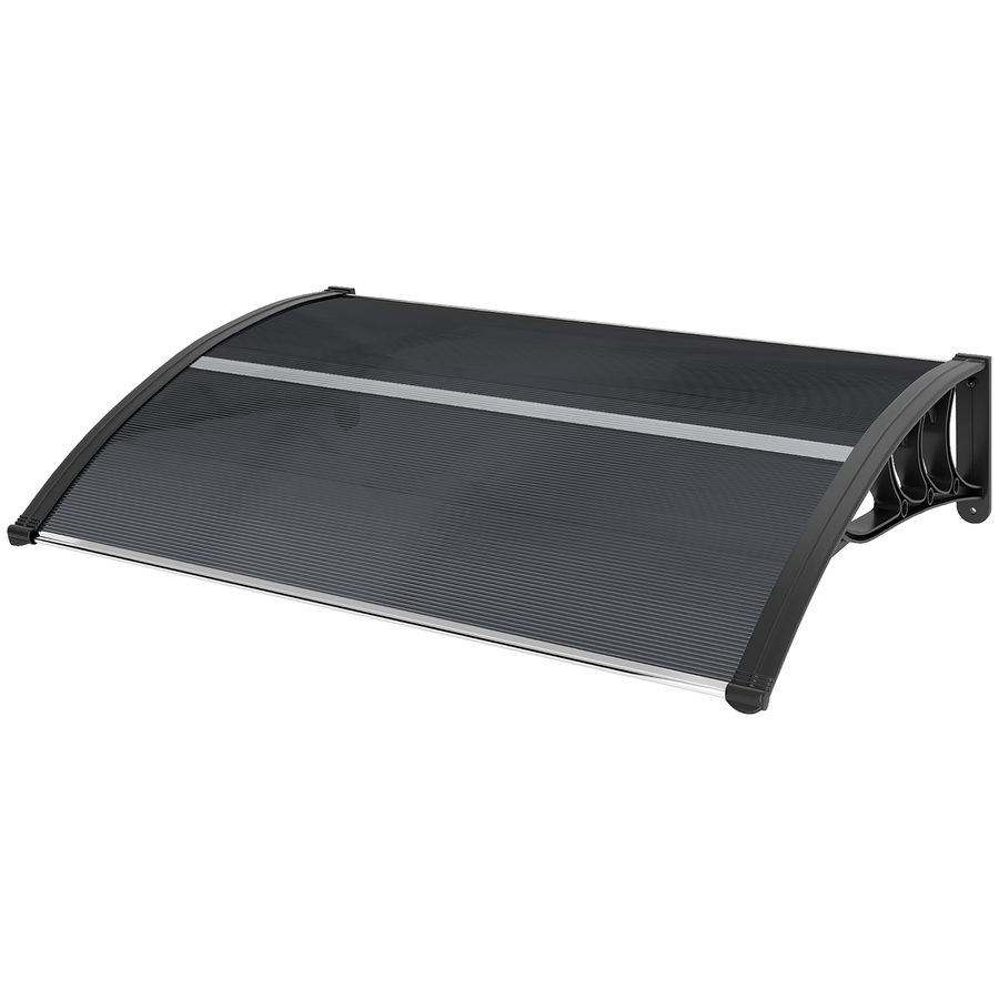 Outsunny Vordach für Haustür 100 x 75 cm Pultbogenvordach Überdachung aus Aluminium und Polycarbonat Pultvordach mit UV Schutz Haustürvordach für Balkon, Sonnenschutz, Regenschutz, Schwarz   Aosom von Outsunny
