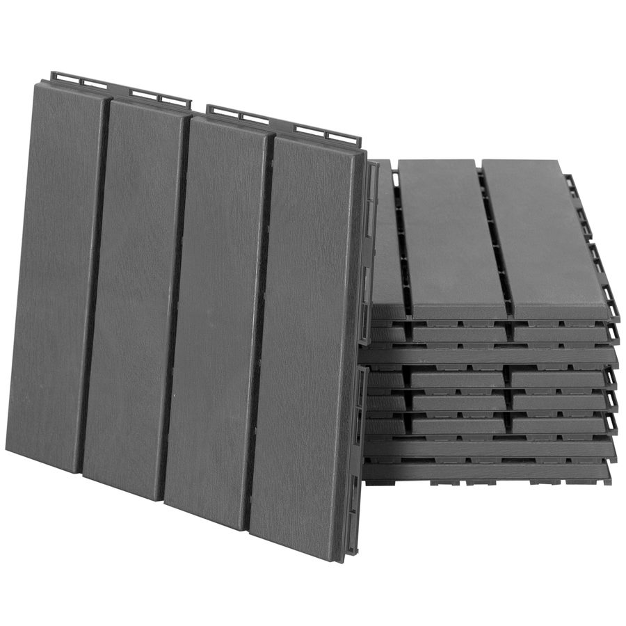 Outsunny Terrassenfliesen 9er Set Balkonfliesen Klickfliese für Patio & Garten Kunststoff Schwarz 30x30cm   Aosom.de von Outsunny
