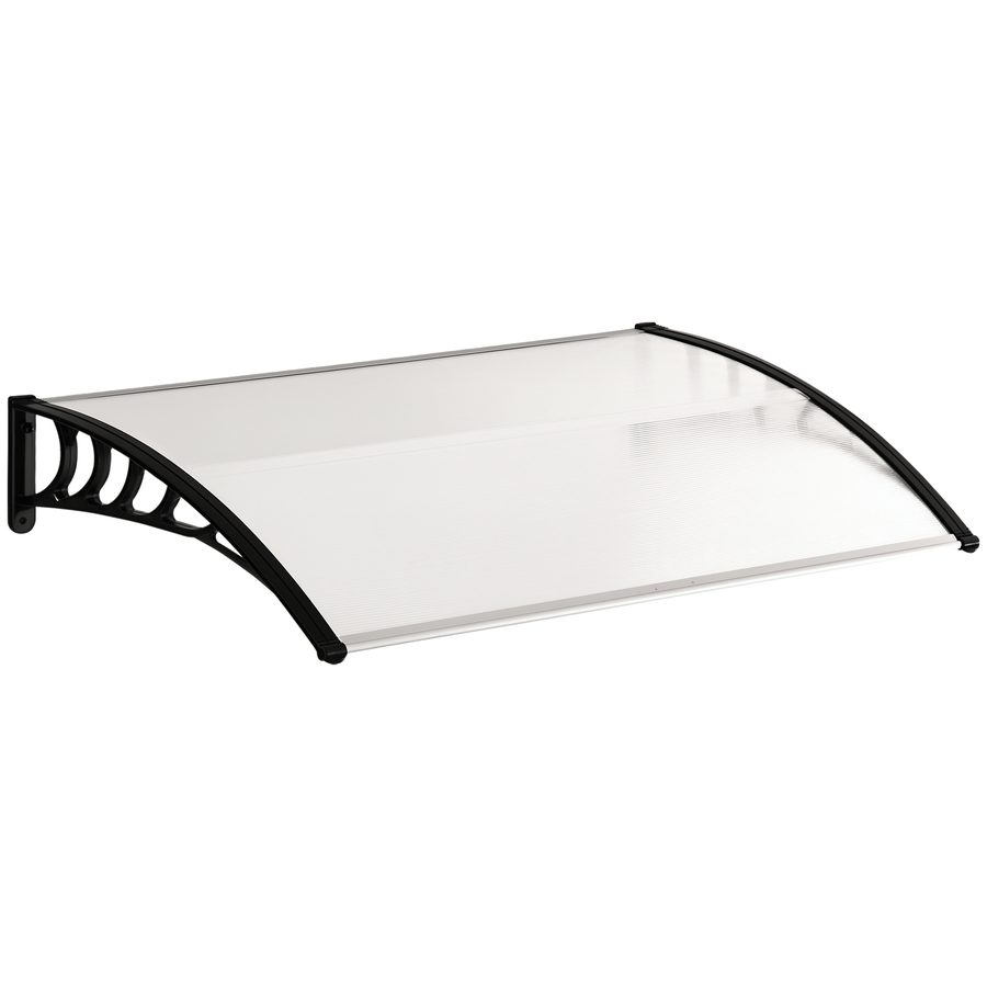Outsunny Vordach für Haustür Überdachung 89 x 122 cm Haustürdach aus Polycarbonat, Pultbogenvordach mit UV-Schutz, Sonnenschutz Regenschutz für draußen, Weiß   Aosom von Outsunny