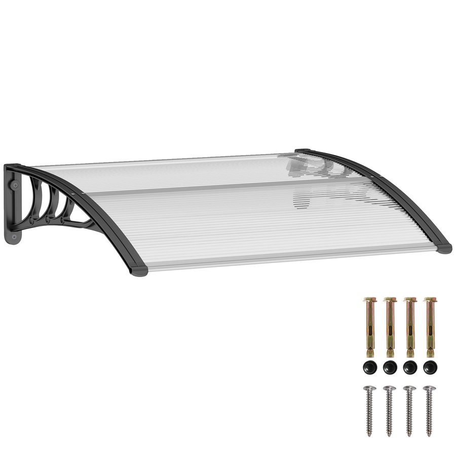 Outsunny Vordach Haustür  Terrassenüberdachung Pultvordach aus Polycarbonat, Transparent, 75x100cm  Aosom von Outsunny