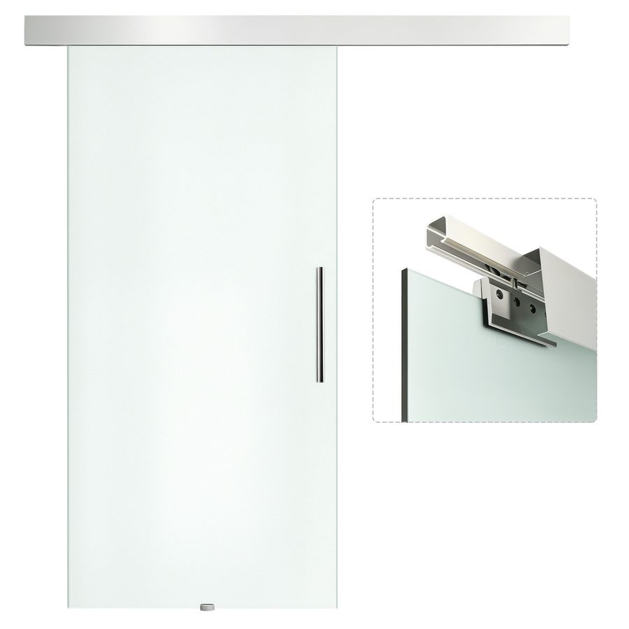 HOMCOM Schiebetür Zimmertür aus Glas mit Griffstange, einseitig satiniert 102,5x205 cm, modern & elegant für Wohnräume   Aosom.de von HOMCOM