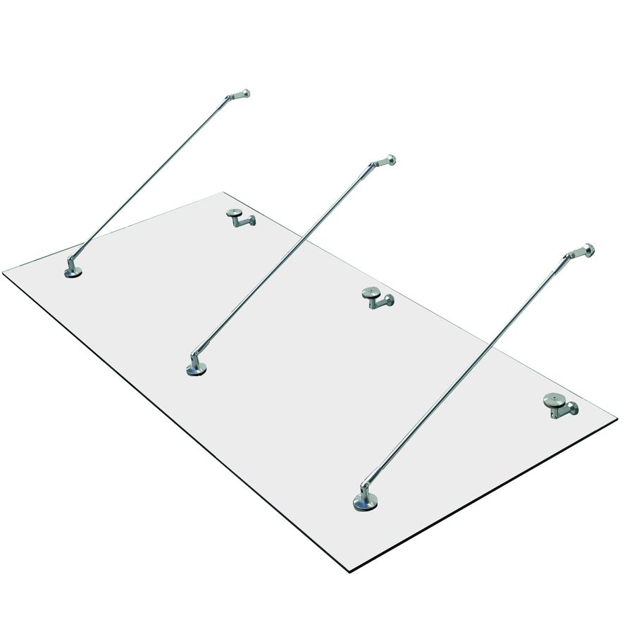 HOMCOM Vordach Glasvordach Türvordach gehärtetes Glas(ESG) Edelstahl Klarglas 3 Größen (200x90cm) (L)   Aosom von HOMCOM