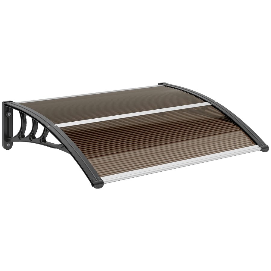 Outsunny Vordach Haustür  Pultvordach Überdachung aus Polycarbonat, Wetterfest, Braun, 120x75cm  Aosom von Outsunny