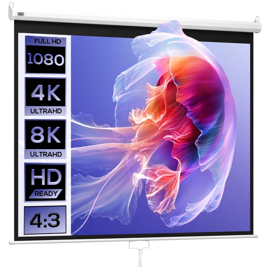 HOMCOM Beamer Leinwand 244 x 1832 cm 120 Zoll 4:3/ 16:9 Projektionsleinwand Manuell Rollo-Leinwand für Heimkino Büro-Präsentationen   Aosom von HOMCOM