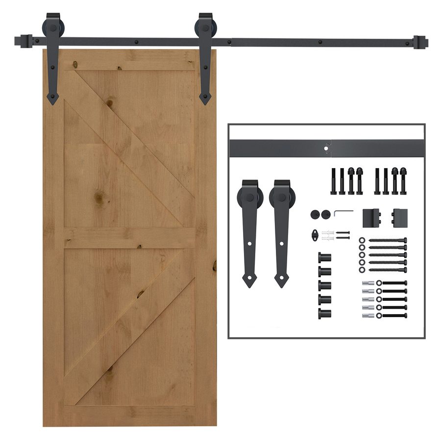 HOMCOM Schiebetüren-Beschlagsatz 200 cm Komplett-Set mit Schienen, Rollen, Anti-Sprung-Vorrichtungen, Türstopper, Bodenführung, Schiebetürsystem aus Kohlenstoffstahl Braun   Aosom von HOMCOM